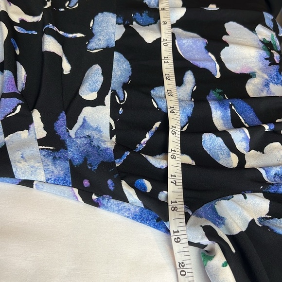 Lauren Ralph Lauren Black Blue Floral Old Money Draped Ruched Dress 12 - Picture 4 of 8